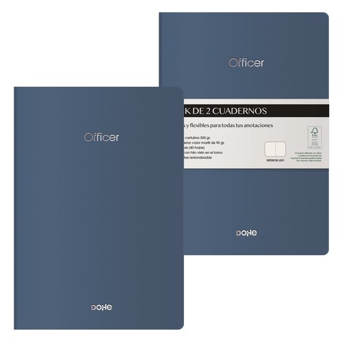 Cuaderno Dohe Officer A5 40H 90Gr. Liso Azul Noche Pack De 2 Cuaderno Dohe Officer A5 40H 90Gr. Liso Azul Noche Pack De 2