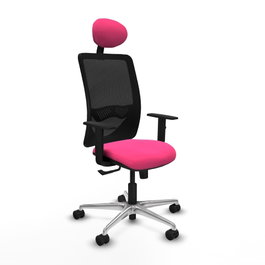 PIQUERAS Y CRESPO Silla de oficina Zulema con mecanismo Sincro, Rosa y Negro