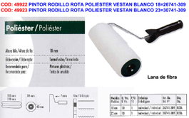 Rodillo Pintor Poliéster Paredes/Techos 23 cm