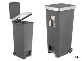 KINVARA Papelera con Pedal y Ruedas Gris 45L