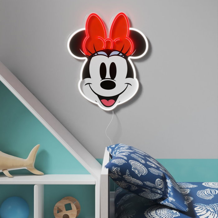 Yellowpop Disney Minnie Printed Face LED Neon Wall Light White / Red Yellowpop Disney Minnie Printed Face LED Neon Wall Light White / Red
