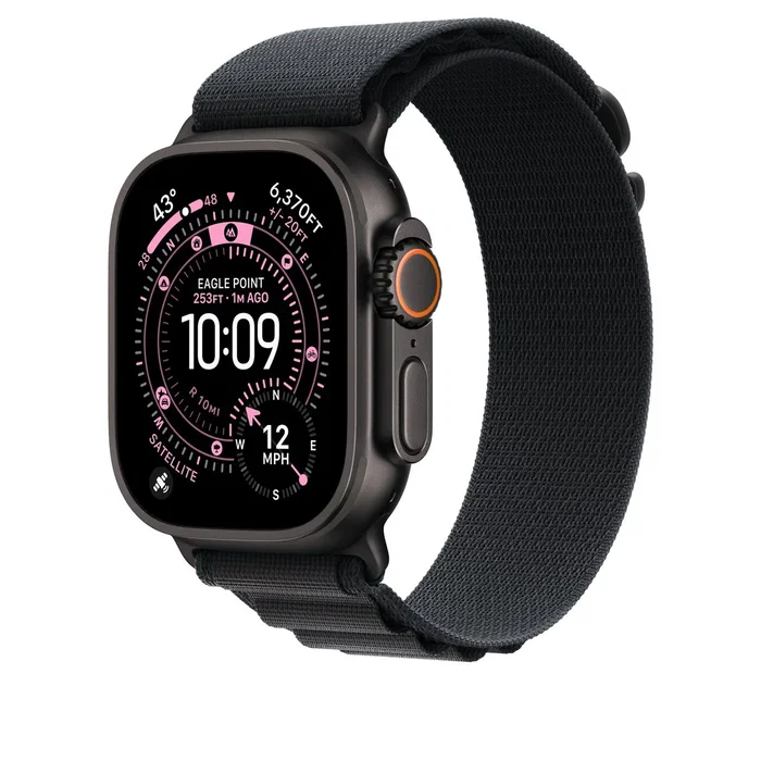 Apple Correa Alpine Loop para Apple Watch 44/45/46/49mm - Tamaño M (145-190mm), Negro Titanio, Poliéster, Spandex, MG9H4ZM/A