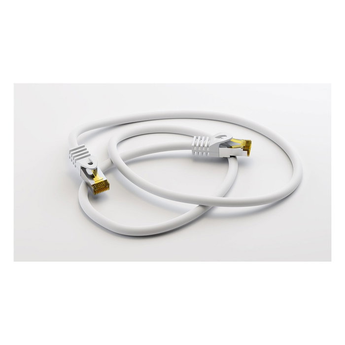 Goobay 91093 Cable de Red Ethernet Patch CAT 6A S/FTP LSZH Halogen-Free 2 m Blanco, Cobre, RJ45 Macho a RJ45 Macho, 10 Gbps, 500 MHz