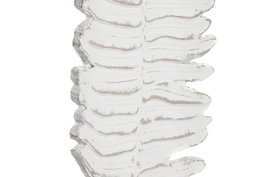 DKD Home Decor Decoración Hoja Desgastado MDF y Metal Blanco 13x8x56 cm