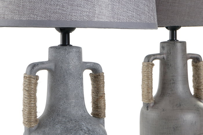 Lampara Sobremesa Cottage DKD Home Decor Gris Oscuro Gris 28 x 50 x 28 cm (2 Unidades)