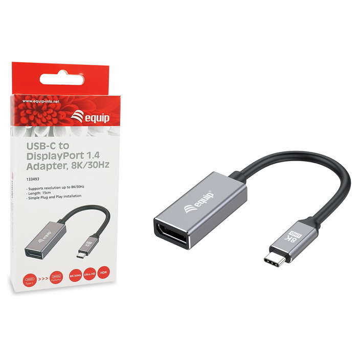 Equip Adaptador USB-C a DisplayPort 1.4 8K/30Hz, 0.15m Equip Adaptador USB-C a DisplayPort 1.4 8K/30Hz, 0.15m