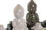 DKD Home Decor Soporte Incienso Oriental Buda Gris Blanco Cerámica MDF 24 x 8 x 14 cm (2 Unidades)