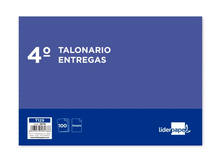 Liderpapel T129 Talonario Entregas Cuarto Apaisado Original 210 x 144 mm