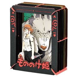 Semic Studios Teatro de Papel Princesa Mononoke San y el Lobo - Réplica Decorativa Oficial Coleccionable Studio Ghibli 10x8x4 cm