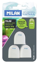 Goma De Borrar Milan Recambio Para Afilaborra Capsule (Blister De 3) (Set de 12)