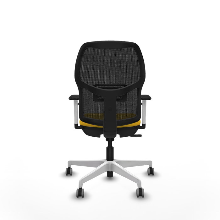 PIQUERAS Y CRESPO Alfera Silla de oficina con mecanismo sincro, malla negra y asiento amarillo
