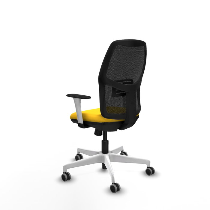 PIQUERAS Y CRESPO Alfera Silla de oficina con mecanismo sincro, malla negra y asiento amarillo