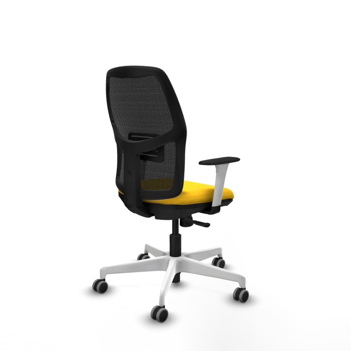 PIQUERAS Y CRESPO Alfera Silla de oficina con mecanismo sincro, malla negra y asiento amarillo
