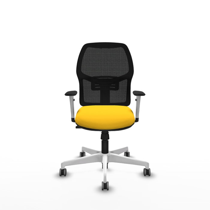 PIQUERAS Y CRESPO Alfera Silla de oficina con mecanismo sincro, malla negra y asiento amarillo