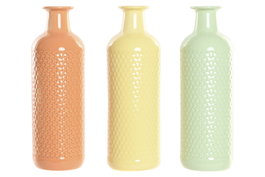 DKD Home Decor Set de 3 Jarrones de Dolomita Surtidos (13x13x41 cm) en Beige, Verde y Terracota