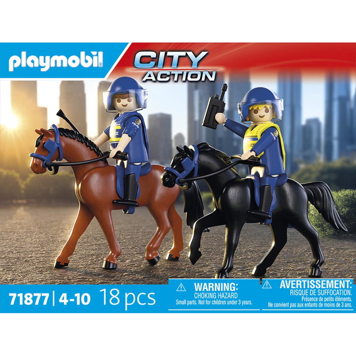 Playmobil Escuadrón Policial A Caballo 71877, Set de Policía Montada con 2 Agentes, Caballo Castaño y Negro, +4 años, Multilingüe Playmobil Escuadrón Policial A Caballo 71877, Set de Policía Montada con 2 Agentes, Caballo Castaño y Negro, +4 años, Multilingüe
