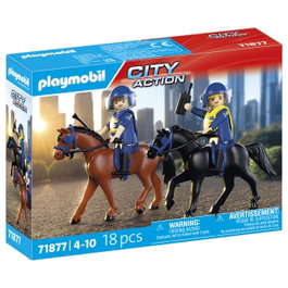 Playmobil Escuadrón Policial A Caballo 71877, Set de Policía Montada con 2 Agentes, Caballo Castaño y Negro, +4 años, Multilingüe