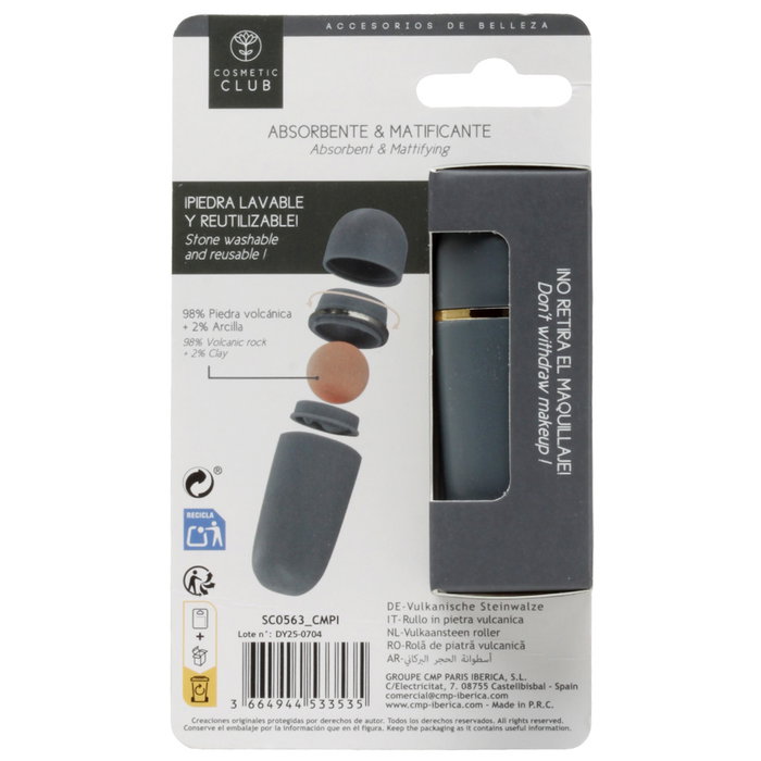 Cosmetic Club Rodillo Matificador Volcánico para Cara - Elimina Brillos y Exceso de Sebo, Piel Mate al Instante
