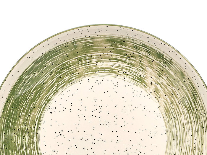 Vessia Vajilla 12 Piezas Patinada Verde, Cerámica, Plato Grande 27x27x3 cm y Plato Hondo 20x20x4.5 cm, Dimensiones 27x15x27 cm (Set de 2)