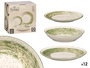 Vessia Vajilla 12 Piezas Patinada Verde, Cerámica, Plato Grande 27x27x3 cm y Plato Hondo 20x20x4.5 cm, Dimensiones 27x15x27 cm (Set de 2)