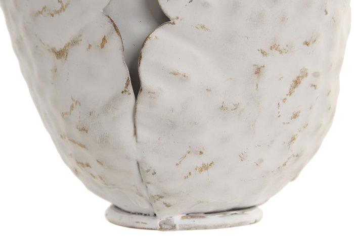 DKD Home Decor Portavelas Metal Flor Envejecido Blanco y Dorado
