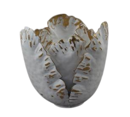 DKD Home Decor Portavelas Metal Flor Envejecido Blanco y Dorado