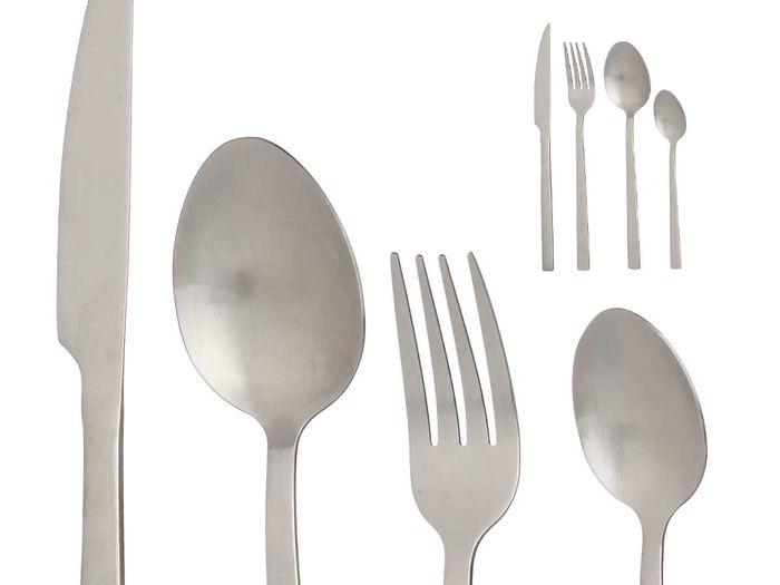 Kinvara Set 16 Piezas Cubiertos Plata Mate Metal (410 SS) 17 x 24 x 5 cm (Set de 6)