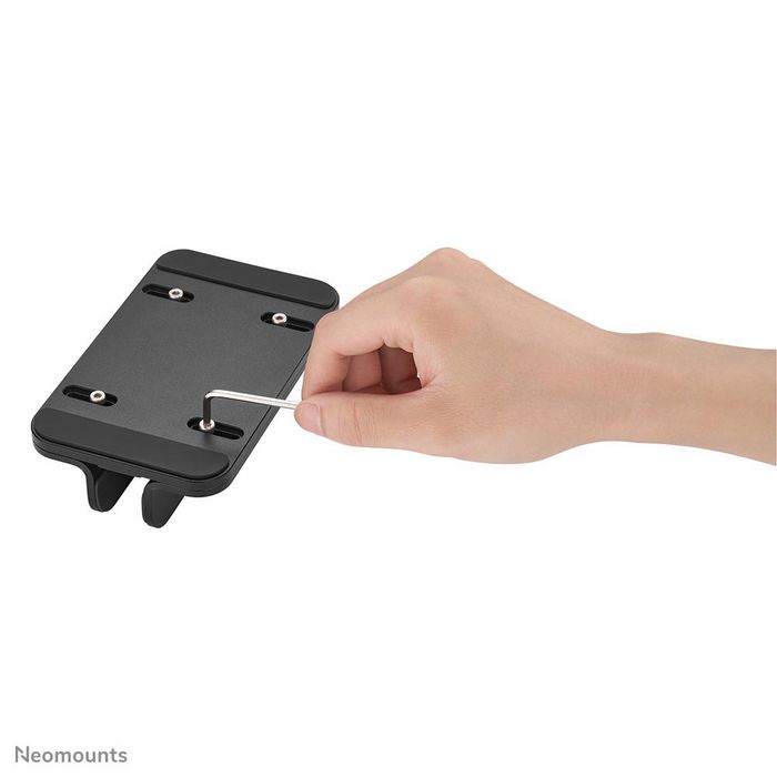 Neomounts NSLS300BLACK Soporte Vertical para Portátil de Aluminio Negro, Ajustable para Portátiles de 11" a 17" hasta 5 kg, Ahorra Espacio en el Escritorio