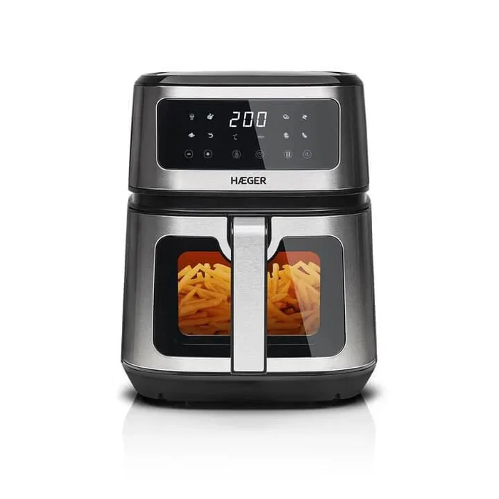 Haier Freidora de Aire Caliente AF-D50.004A, 5 Litros, 1200W, 8 Programas, Negro y Acero Inoxidable