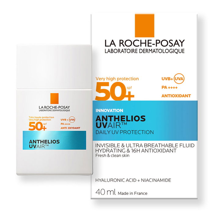 La Roche Posay ANTHELIOS UVAIR Fluido SPF50+ 40 ml - Protector Solar UVA/UVB PA++++, Libre de Aceites, Matificante 12h, Hidratación 24h