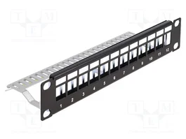 DeLOCK Panel de Conexión Keystone de 12 Puertos 10″ 1U Negro