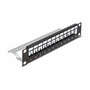 DeLOCK Patch Panel Keystone 1U Negro 12 Puertos con Entlastungsschiene para Rack, Modelo 10? - 254 x 72 x 44 mm, Metal
