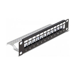 DeLOCK Panel de Conexión Keystone de 12 Puertos 10″ 1U Negro
