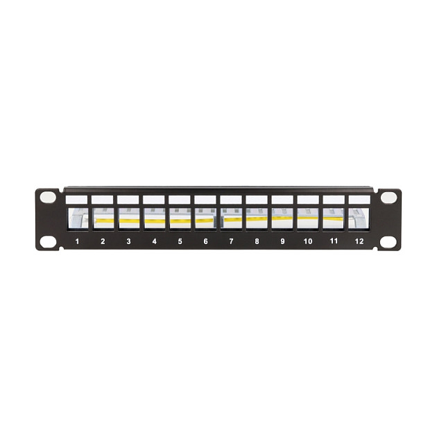 DeLOCK Patch Panel Keystone 1U Negro 12 Puertos con Entlastungsschiene para Rack, Modelo 10? - 254 x 72 x 44 mm, Metal