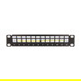 DeLOCK Patch Panel Keystone 1U Negro 12 Puertos con Entlastungsschiene para Rack, Modelo 10? - 254 x 72 x 44 mm, Metal