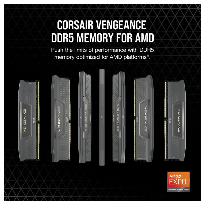 Corsair Vengeance DDR5 RAM 32GB (2x16GB) 6000MHz CL30 EXPO - Kit 288-pin DIMM Negro Corsair Vengeance DDR5 RAM 32GB (2x16GB) 6000MHz CL30 EXPO - Kit 288-pin DIMM Negro