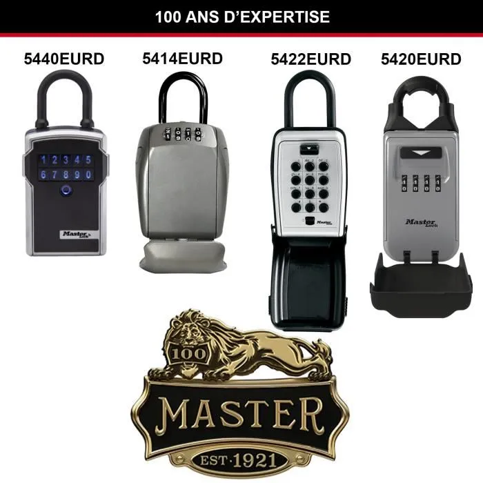 Master Lock 5420EURD Caja de llaves con grillete retráctil para compartir llaves de combinación digital