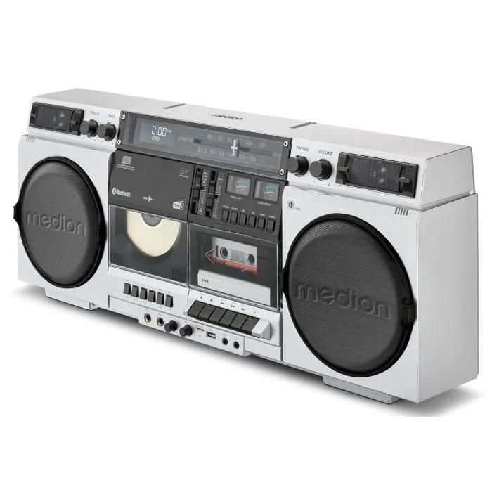 Medion AAAPE16790 Radio FM Vintage DAB+ CD/Cassette/USB/MP3 2 x 10 W RMS Plateado
