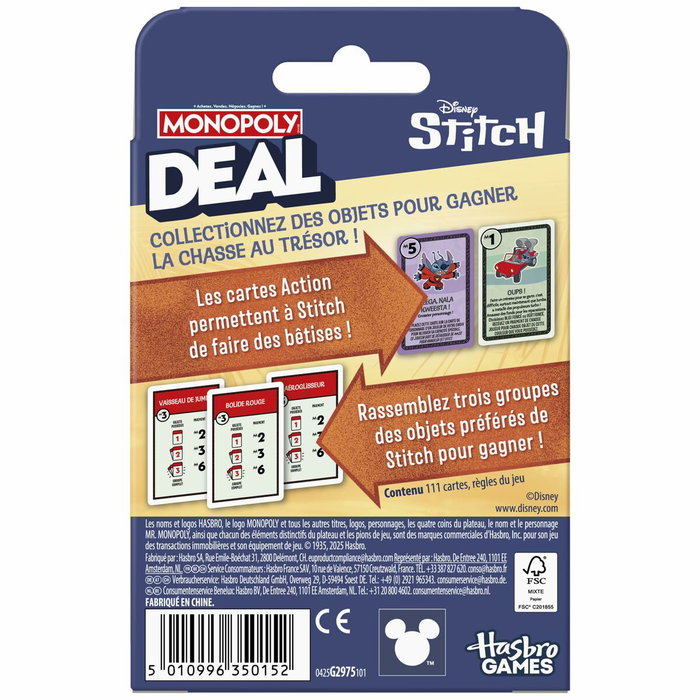 Hasbro Gaming Monopoly Deal Stitch
