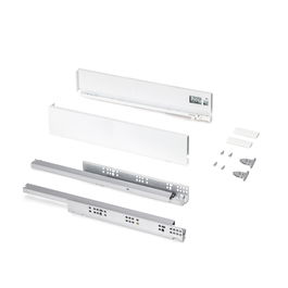 Emuca Cajón exterior Protone 30kg con guías de extracción total y cierre suave, Altura 93mm, profundidad 500mm, Acero, Pintado blanco