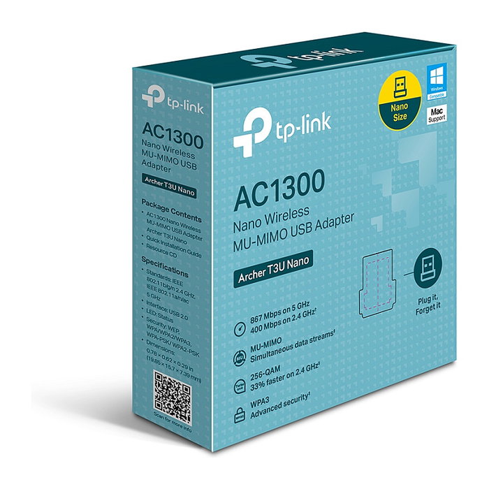 TP-Link Archer T3U Nano Adaptador USB WiFi AC1300 Doble Banda TP-Link Archer T3U Nano Adaptador USB WiFi AC1300 Doble Banda