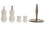 DKD Home Decor Pengjia 25 Aceitera Vinagrera Set de 4 Porcelana Bambu Blanco Marron Oscuro 17 x 19 x 17 cm