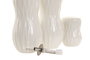 DKD Home Decor Pengjia 25 Aceitera Vinagrera Set de 4 Porcelana Bambu Blanco Marron Oscuro 17 x 19 x 17 cm
