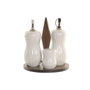 DKD Home Decor Set de Aceitera y Vinagrera de Porcelana y Bambú