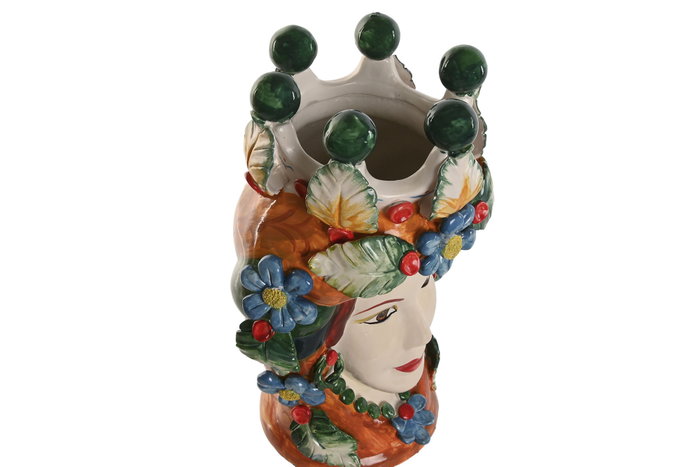 DKD Home Decor Macetero de Porcelana Cabeza Siciliana Pack de 2