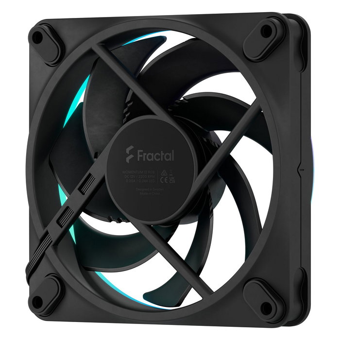 Fractal Design K Momentum 12 RGB Ventilador PC 120mm Negro PWM con LED 3-Pack - 350-2200 RPM, 106.2 m³/h, FDB