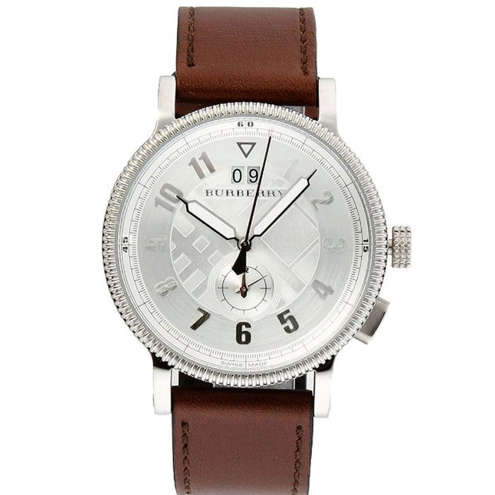 Burberry BU7681 con correa de cuero marrón y caja gris