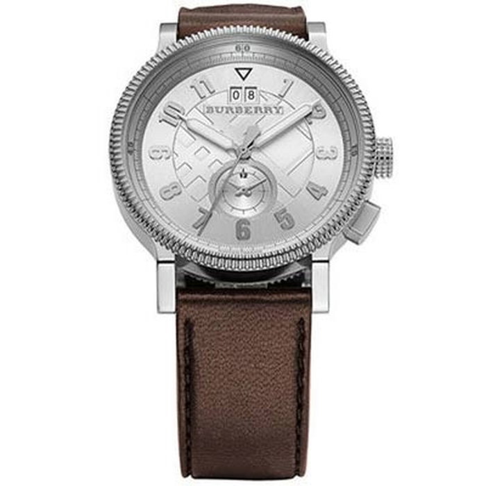 Burberry BU7681 con correa de cuero marrón y caja gris