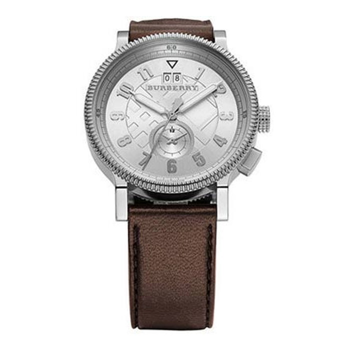 Burberry BU7681 con correa de cuero marrón y caja gris