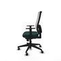 Silla de oficina Horna con mecanismo Sincro tapizada con Similpiel color Verde botella y malla color Blanco. Equipada con lumbar 1D, Brazos 1D y Ruedas 65 mm parqué